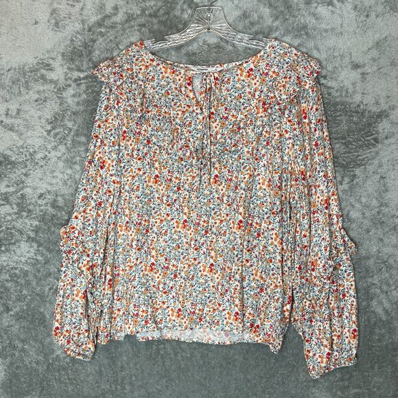 Sonoma Women Peasant Boho Girly Ditzy Floral Colorful Ruffle Keyhole Top XL - Picture 1 of 11